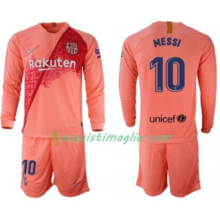 Divisa di Calcio Barcellona Messi 10 Bambino Terza 2018/2019 Manica Lunga